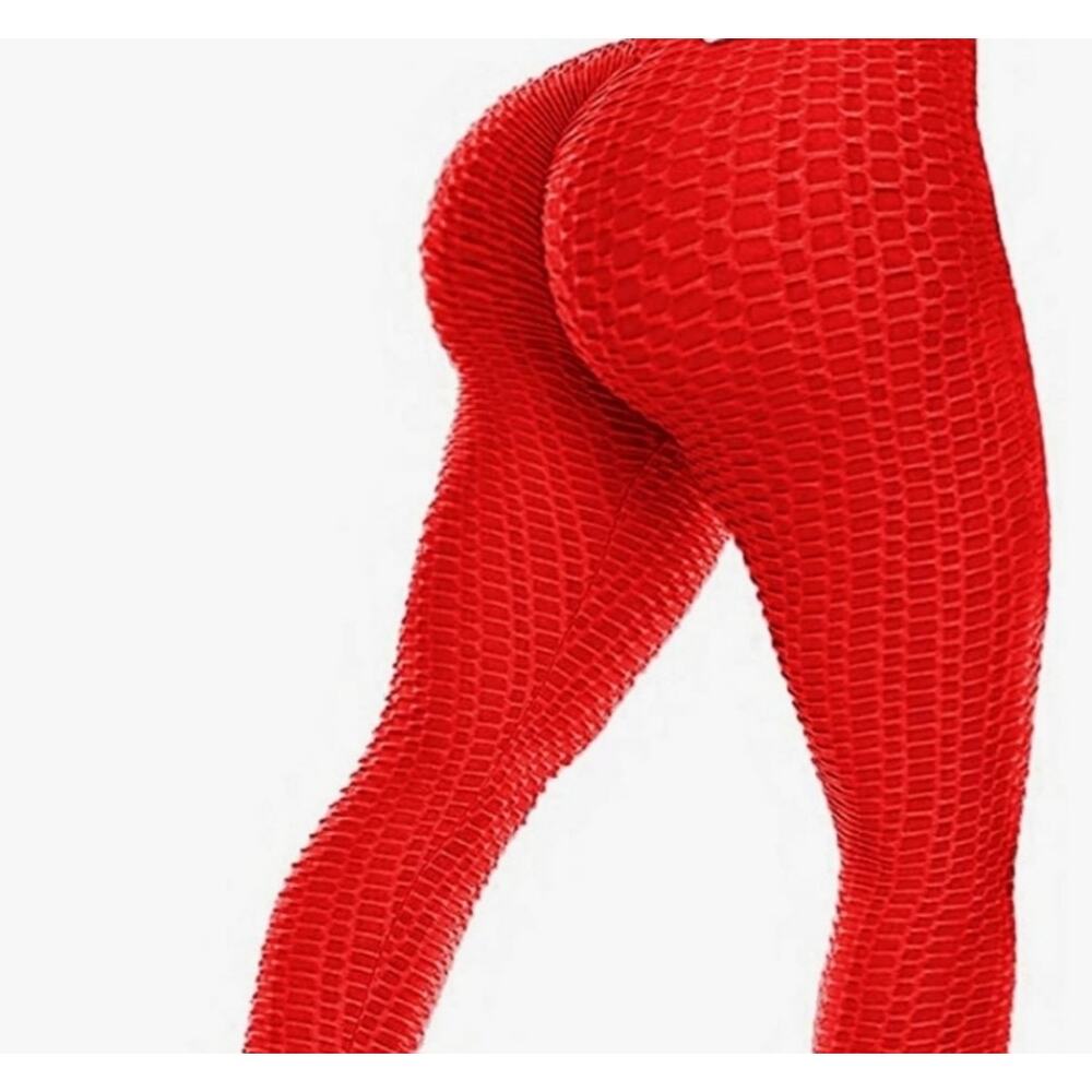 NWT Red Scrunch Butt Honeycomb TikTok Leggings - Size L/XL - Trendy & Comfy
